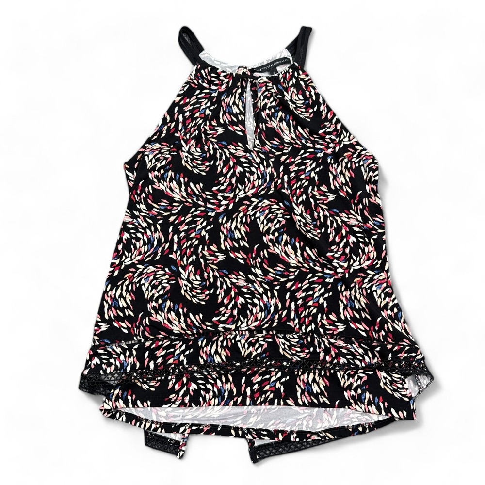 White‎ House Black Market Sleeveless Dotted Keyhole Halter Top Womens Small